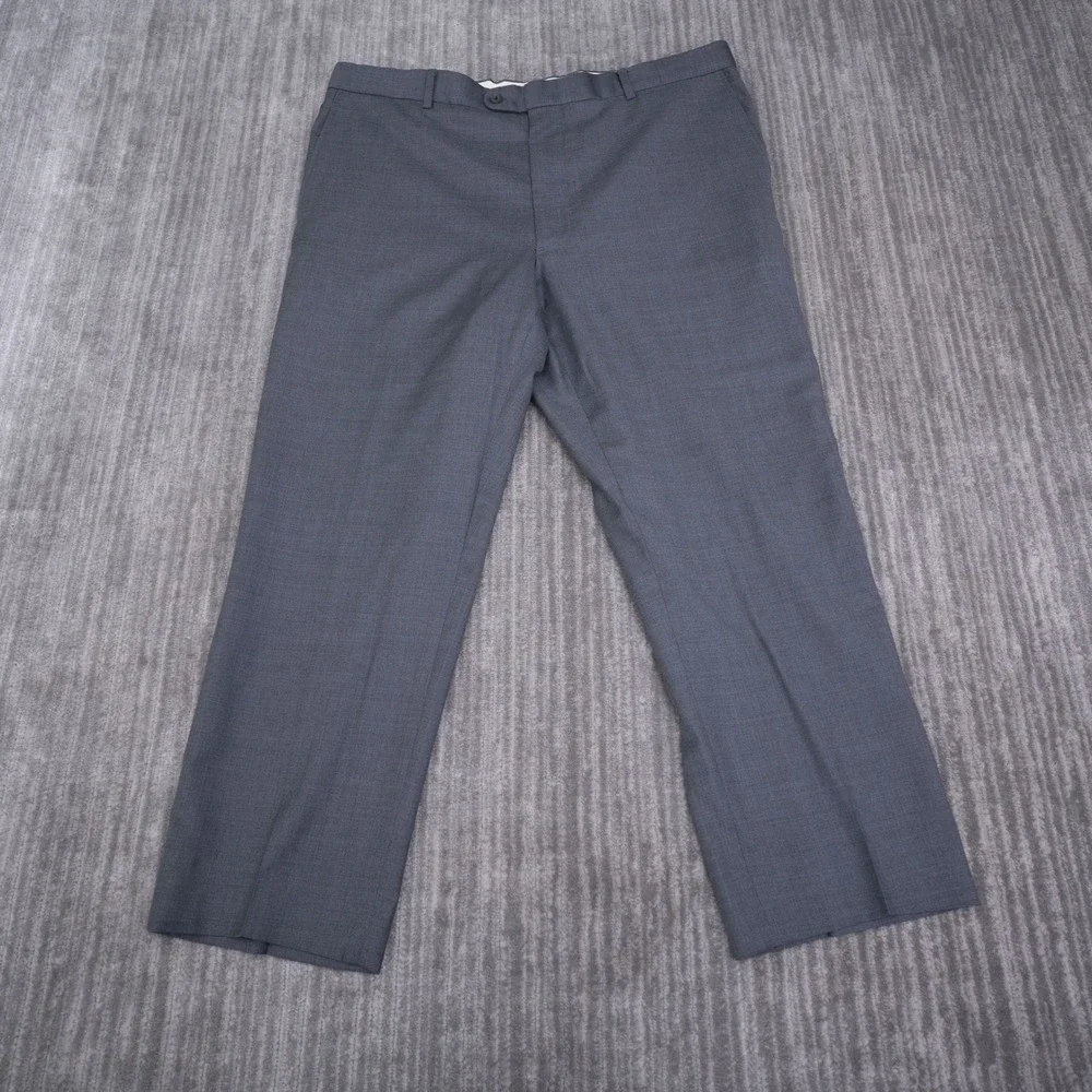 Joseph Abboud Mens 100% Wool Dress Pants Charcoal Gray Flat Front 40 R Fit 39x27
